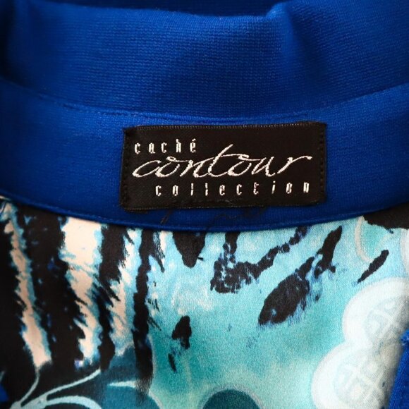 Cache Contour Collection Royal Blue Ponte Knit Collared Bodycon Sheath Dress 4 6 - Picture 4 of 4